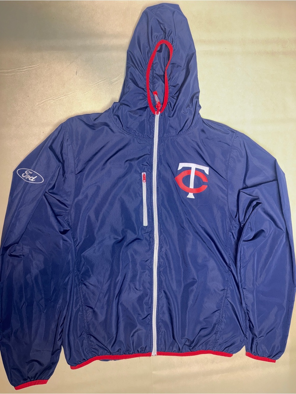 Navy Hooded Windbreaker with Team Logo